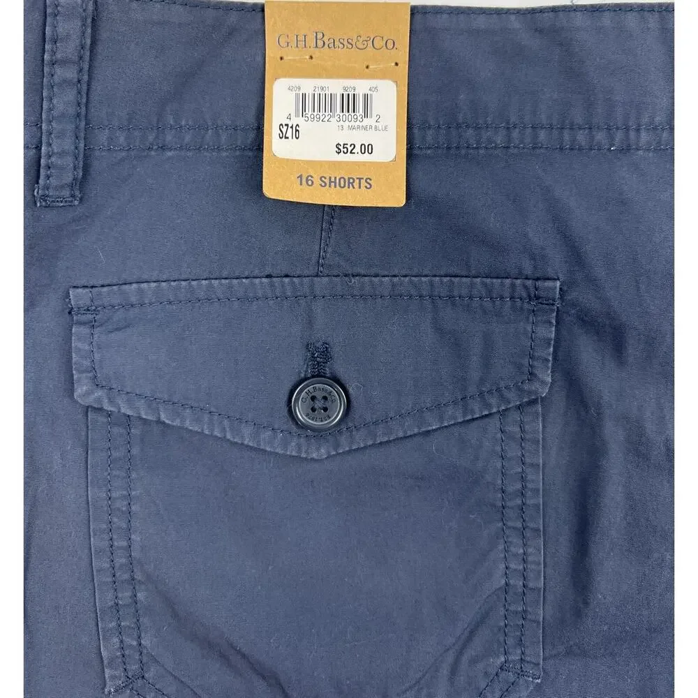 NEW Bass & Co. Shorts Womens 16 Blue Cargo Mid Rise Cotton 4" inseam - Picture 3 of 8
